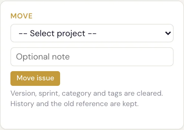 The Move card in the issue sidebar