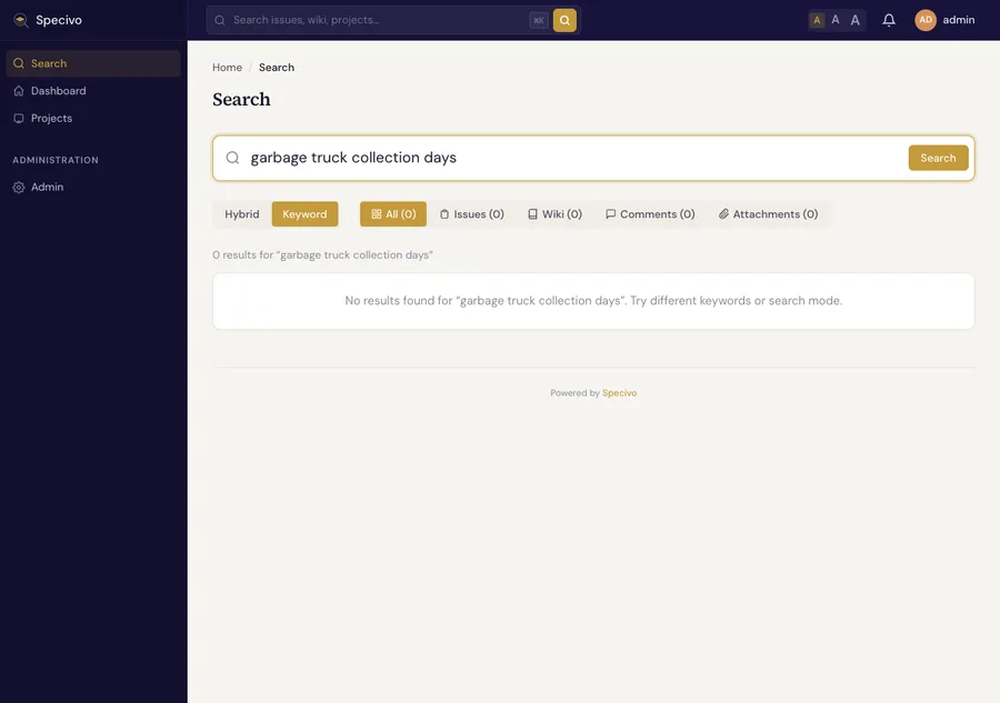 Keyword search returns nothing
