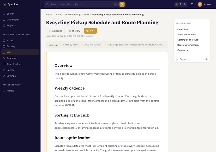 Rendered wiki page